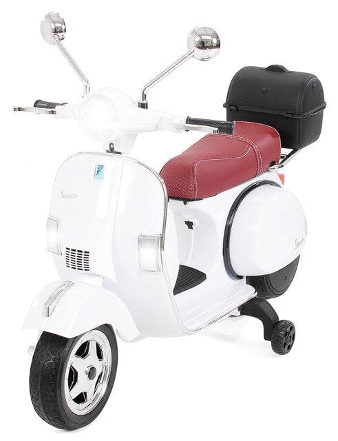 Elektromotorrad Kinder Weißer Ledersitz Komfort Roller